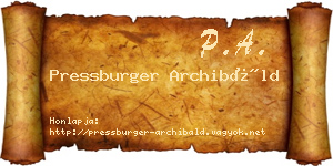 Pressburger Archibáld névjegykártya